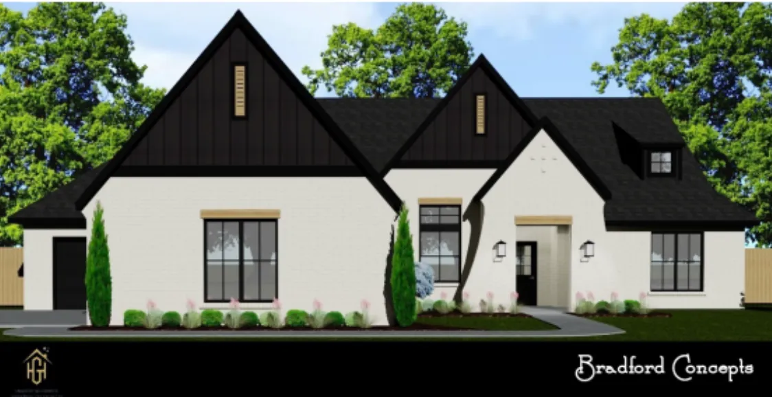 Tudor 3D rendering of a new construction home